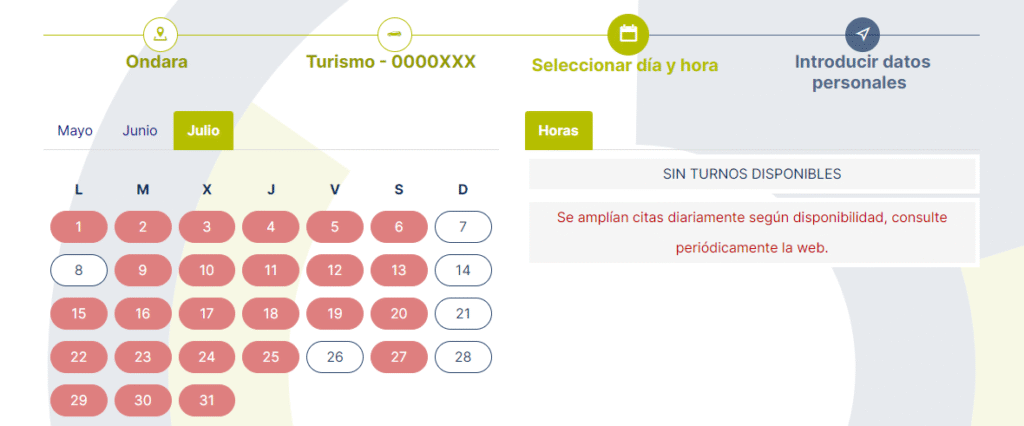 seleccionar día inspección